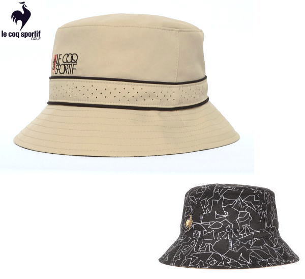 ルコックゴルフ メンズ リバーシブルハット LG5FCP70M ベージュ黒