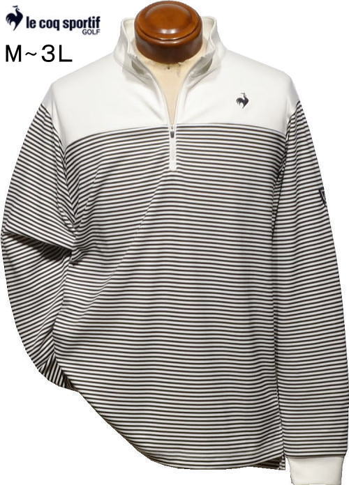 ルコックゴルフ メンズ ハーフジップ長袖ポロシャツ LG5FLS81M ホワイト
