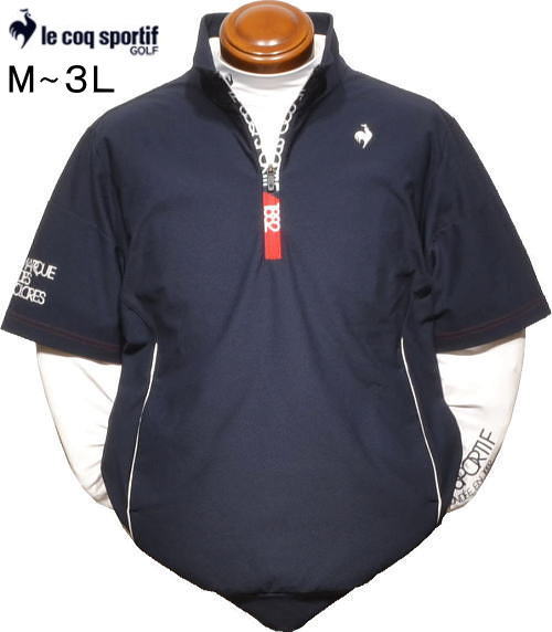 ルコックゴルフ メンズ インナー付き半袖トレーナー LG5FTZ01M ネイビー