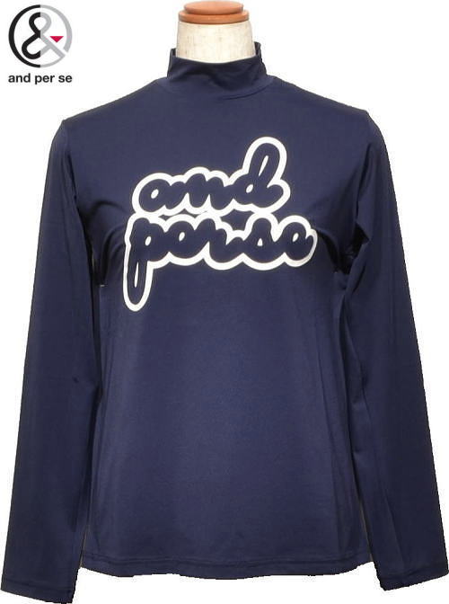 アンパスィ レディース モックネック長袖シャツ AFF9204V4 ネイビー