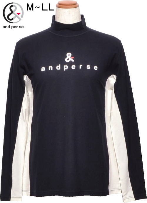 アンパスィ レディース モックネック長袖シャツ AFF9234W5 ネイビー