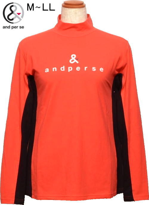 アンパスィ レディース モックネック長袖シャツ AFF9234W5 オレンジ