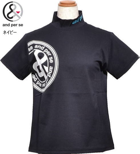 アンパスィ レディース モックネック半袖シャツ AFS9516V2 ネイビー