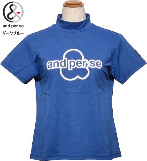 アンパスィ レディース モックネック半袖シャツ AFS9526V5 ダークブルー