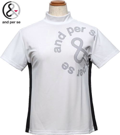 アンパスィ レディース モックネック半袖シャツ AFS9565V9 ホワイト