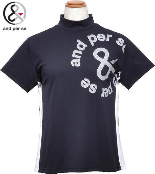 アンパスィ レディース モックネック半袖シャツ AFS9565V9 ネイビー