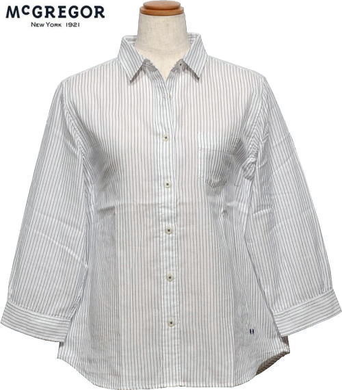 マックレガー レディース 七分袖シャツ 311155107 ネイビーブルー