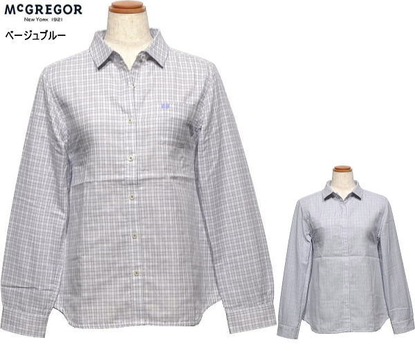 マックレガー レディース リバーシブル長袖シャツ 311175105 ベージュブルー