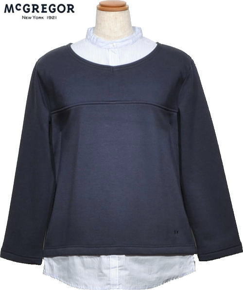 マクレガー レディース レイヤード風裏起毛トレーナー 311714904 ネイビー