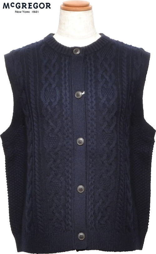 マックレガー レディース 前開きニットベスト 311895604 ネイビー
