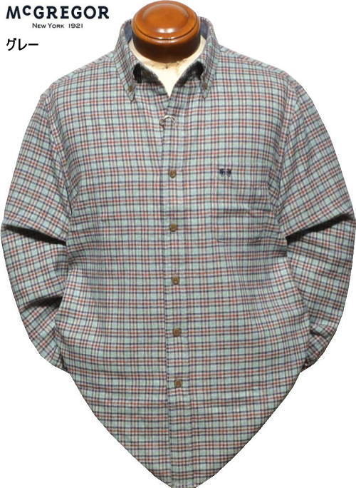マックレガー メンズ ボタンダウン長袖シャツ 111174616 グレー