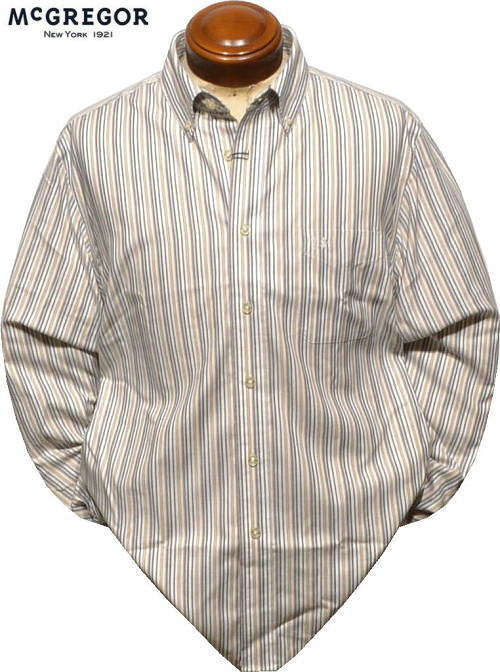 マックレガー メンズ 形態安定加工ボタンダウン長袖シャツ 111175601 ベージュ