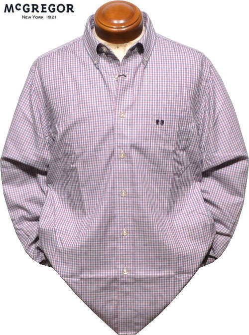 マックレガー メンズ 形態安定加工ボタンダウン長袖シャツ 111175601 レッド