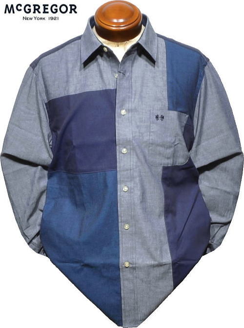マックレガー メンズ 長袖シャツ 111175609 ネイビー