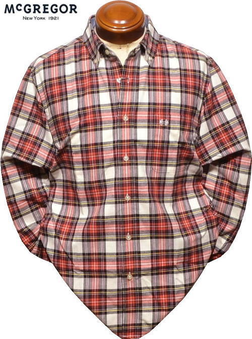 マックレガー メンズ ボタンダウン長袖シャツ 111175611 レッド