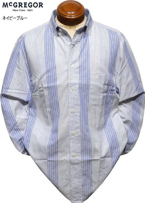 マックレガー メンズ 隠しボタンダウン長袖シャツ 111176104 ネイビーブルー