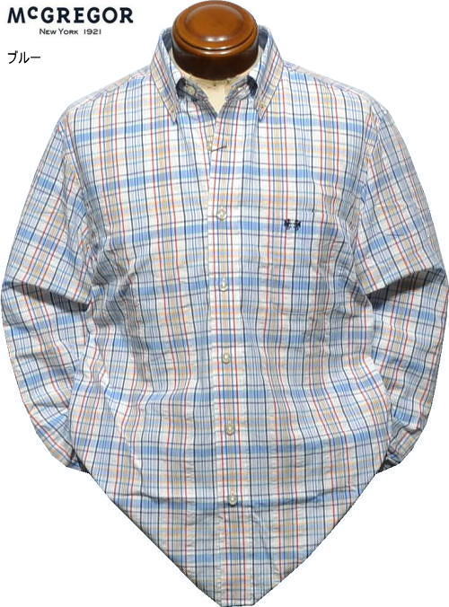 マックレガー メンズ サッカーボタンダウン長袖シャツ 111176107 ブルー