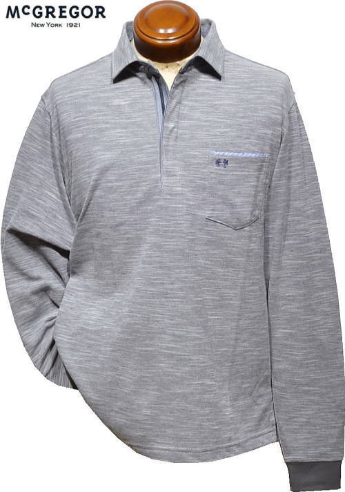 マックレガー メンズ 長袖ポロシャツ 111615104 グレーネイビー