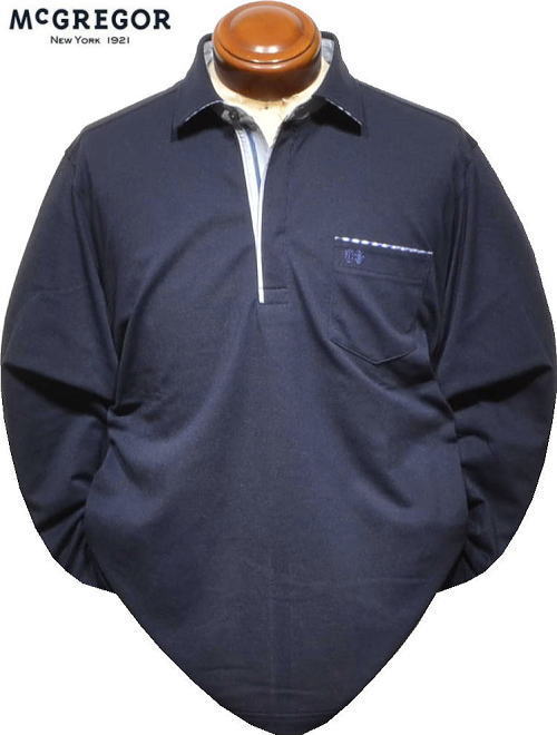 マックレガー メンズ 長袖ポロシャツ 111615601 ネイビー