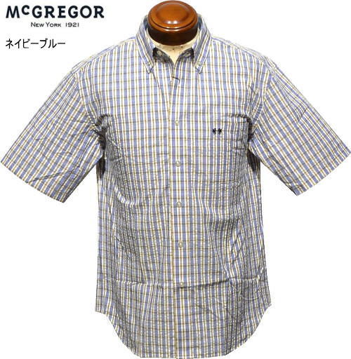マックレガー メンズ ボタンダウン半袖シャツ 111165301 ネイビーブルー