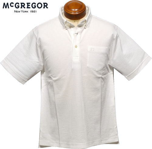 マックレガー メンズ ボタンダウン半袖ポロシャツ 111625101 アイボリー