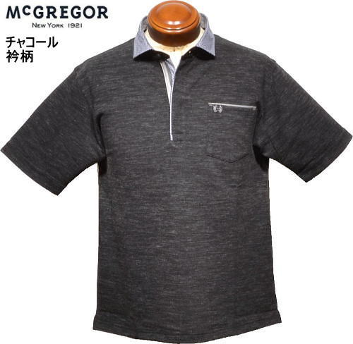 マックレガー メンズ 半袖ポロシャツ 111625501 チャコール衿柄