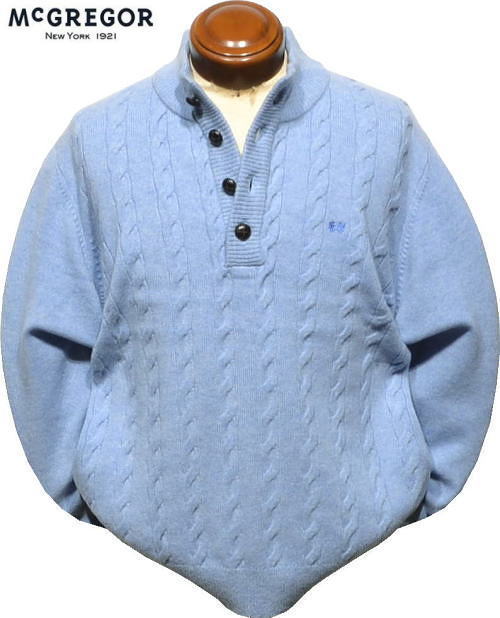 マックレガー メンズ ハーフボタンセーター 111635801 ブルー