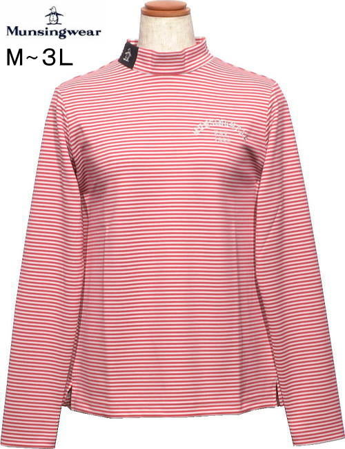 マンシング レディース モックネック長袖シャツ MG5FLS25L ピンクレッド
