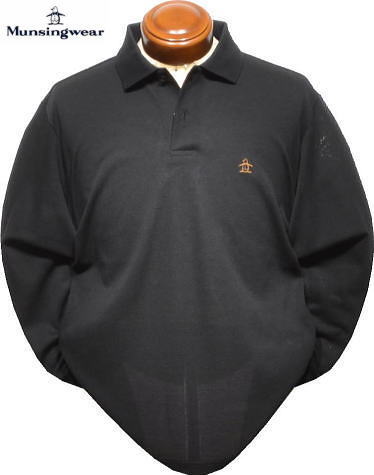 マンシング メンズ ワンポイント刺繡入り定番長袖ポロシャツ MG5FLS00M ブラック