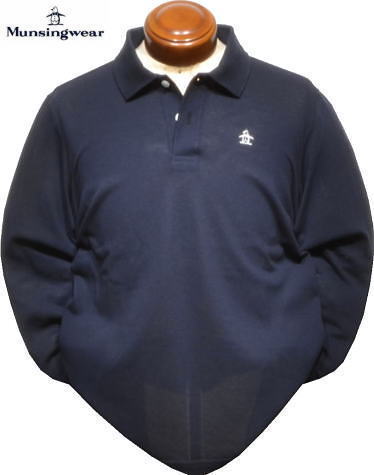 マンシング メンズ ワンポイント刺繡入り定番長袖ポロシャツ MG5FLS00M ネイビー