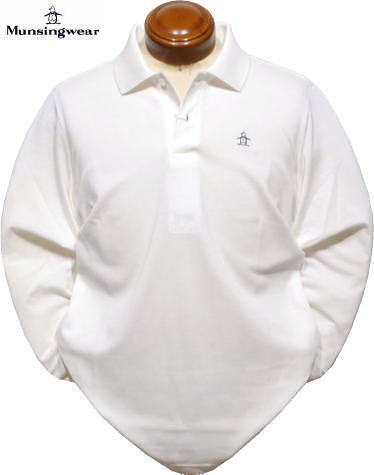 マンシング メンズ ワンポイント刺繡入り定番長袖ポロシャツ MG5FLS00M ホワイト