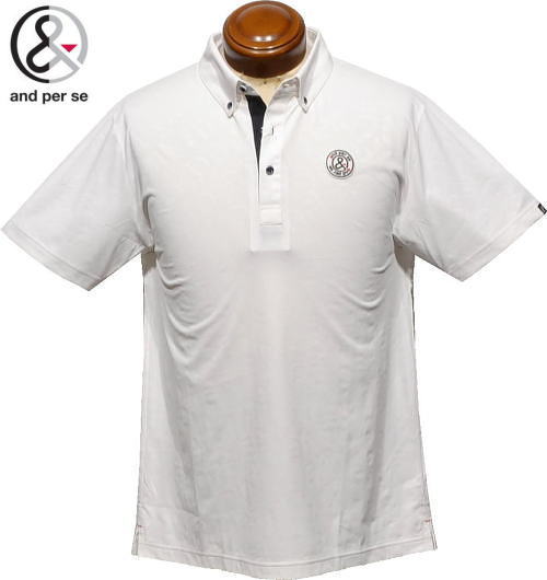 アンパスィ メンズ ボタンダウン半袖ポロシャツ AMS9645X5 ホワイト