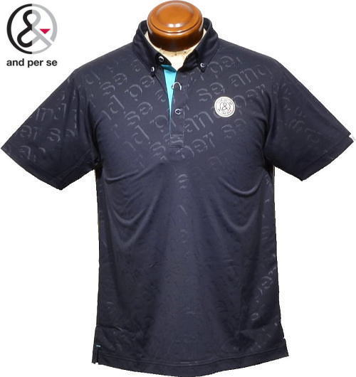 アンパスィ メンズ ボタンダウン半袖ポロシャツ AMS9645X5 ネイビー