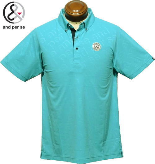 アンパスィ メンズ ボタンダウン半袖ポロシャツ AMS9645X5 ターコイズ