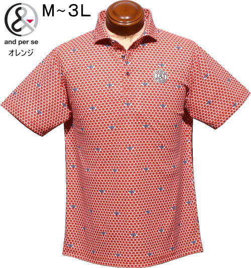 アンパスィ メンズ 半袖ポロシャツ AMS9606X1 オレンジ